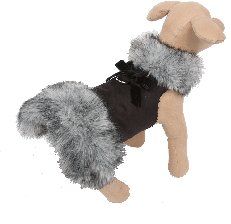 Fur Coat Velvet Bow Black Tip Silver Fox - Fur (800x800), Png Download
