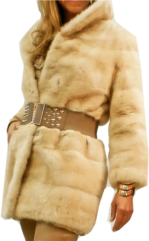 Retro-metro Lush Cream Mink 3/4 Fur Jacket - Fur Clothing (682x817), Png Download
