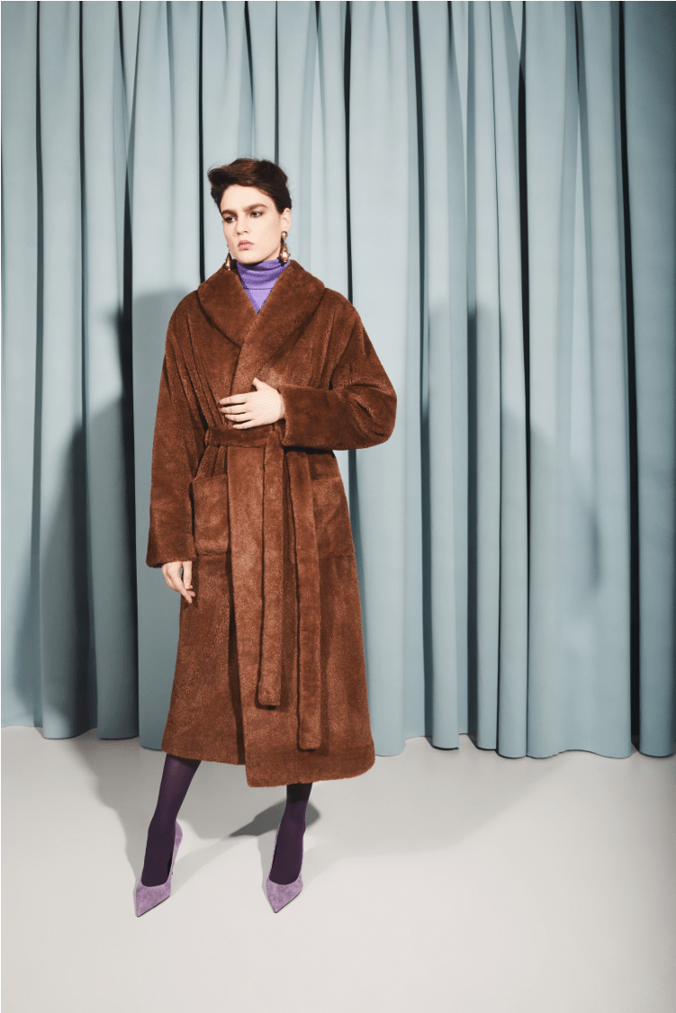 Brown Faux Fur Coat - Fake Fur (1120x1125), Png Download