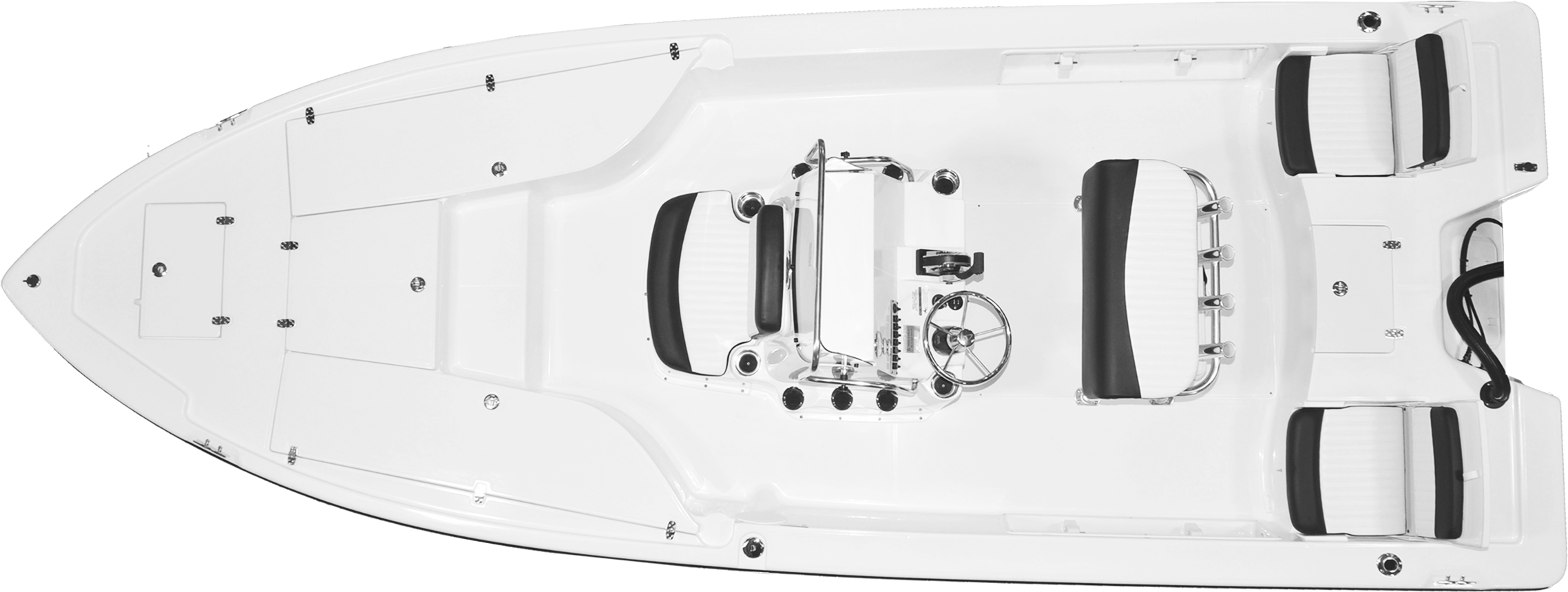 21-foot Bay Boat Deck Layout - Boat (2400x962), Png Download