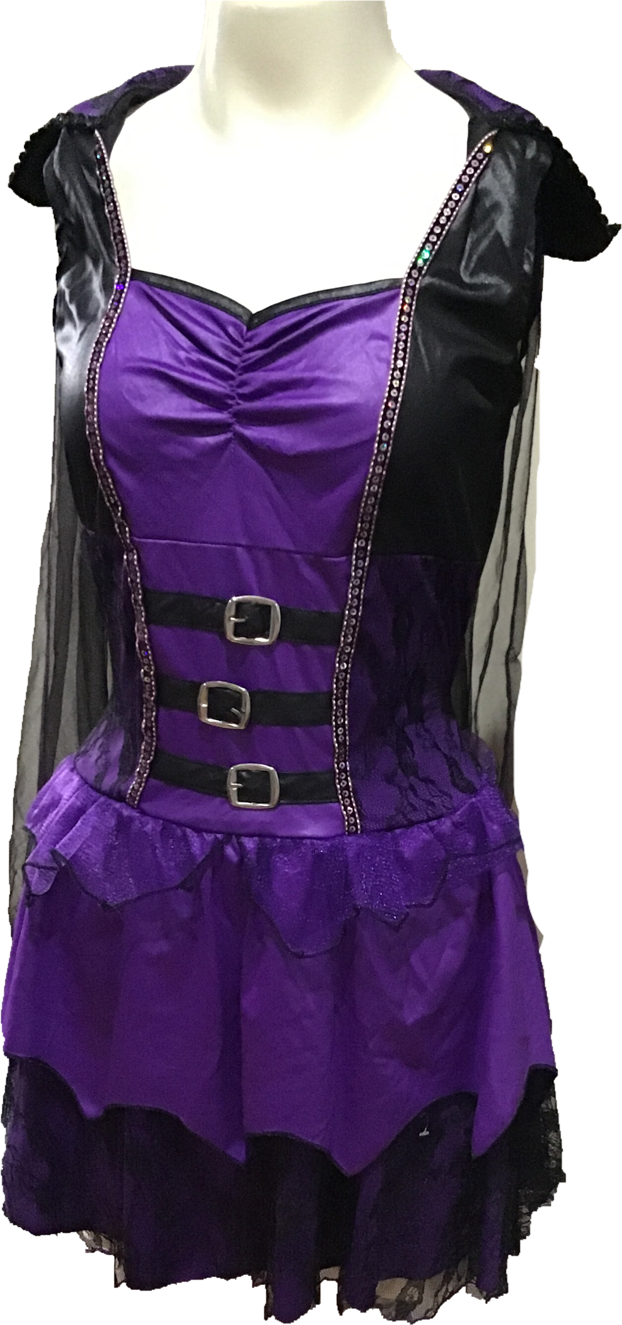 Witch Vampiress Costume Teen Medium Purple Black - Cocktail Dress (2136x3260), Png Download