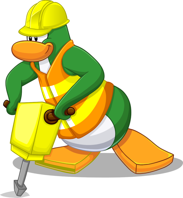 Penguin Style July 2013 Construction Worker - Club Penguin Under Maintenance (713x768), Png Download