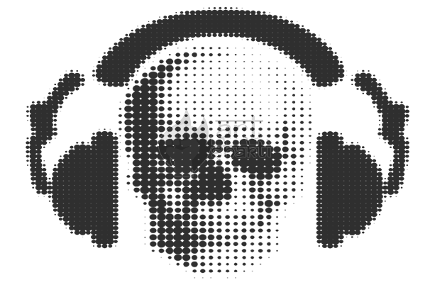 Skull Halftone With Headphones Graphics Art - Headphones (606x402), Png Download