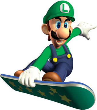 Snowboard028 - Super Mario Bros I Luigi (376x404), Png Download