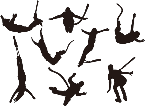 Bungee Jumping Silhouettes Vector - Jumping Off From A Building Silhouette (700x490), Png Download