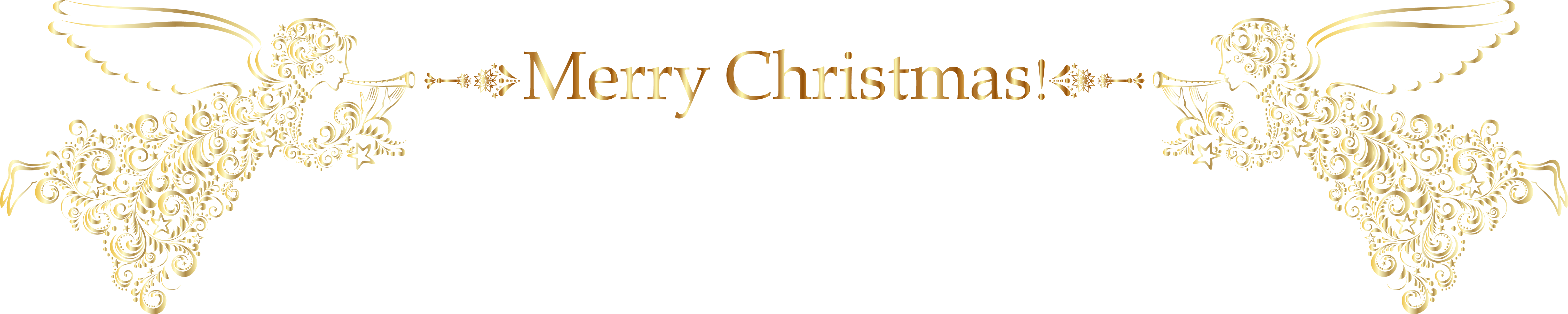 Merry Christmas Angels Decor Png Clipart Image - Calligraphy (6204x1365), Png Download