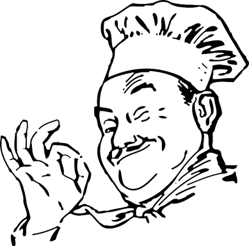 Image - Cartoon Chef Black And White (500x495), Png Download