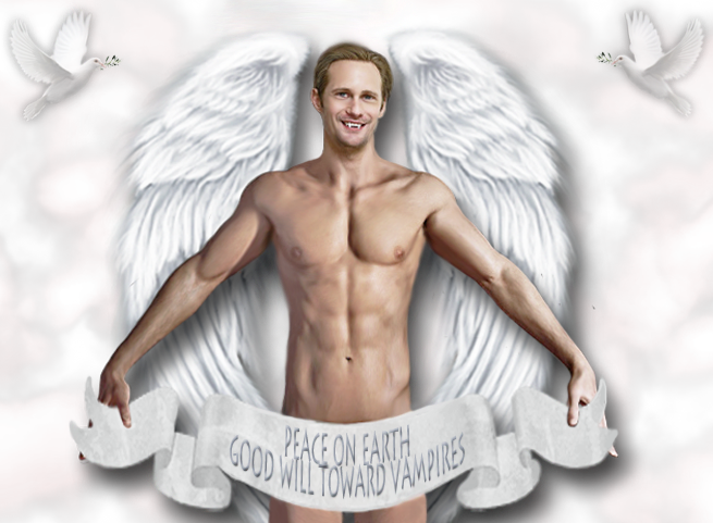 True Blood Eric Northman Christmas Angel Signature - Nice Male Body (655x481), Png Download