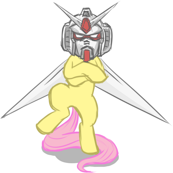 Fyxe, Fluttershy, Gangnam Style, Gundam, Safe, Simple - Illustration (608x620), Png Download