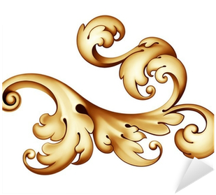 Vintage Baroque Golden Scroll Ornament Sticker Pixers - Adornos Barrocos (400x400), Png Download