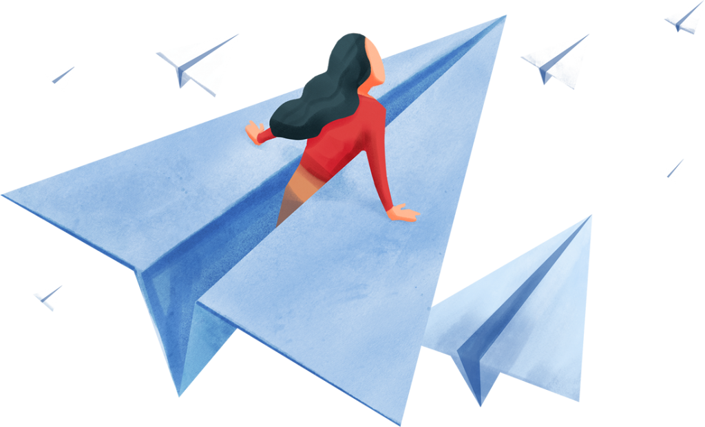 Contact Banner Plane - Girl (1024x621), Png Download