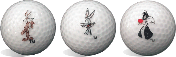 Tasmanian Devil, Tweety Bird, Marvin The Martian, Wile - Bugs Bunny Golf Ball (602x206), Png Download