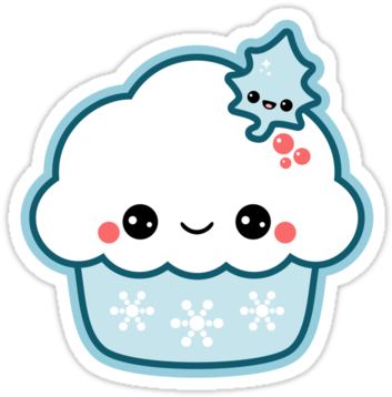 Super Cute Vinyl Christmas Stickers With Blue Snowflake - Kawaii Cute Stickers (375x360), Png Download