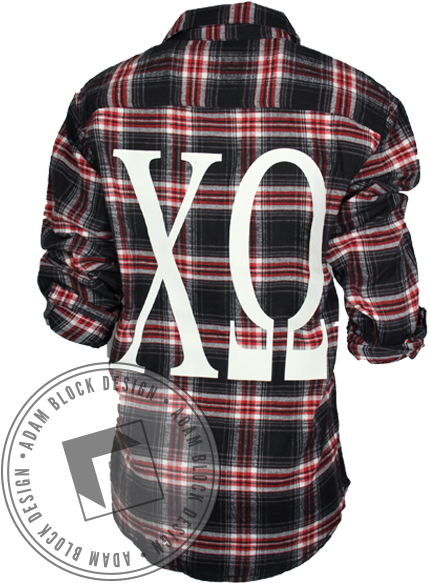 Chi Omega Flannel Long Sleeve - Plaid (464x585), Png Download