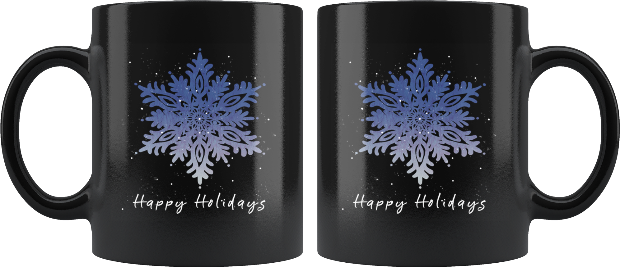 Blue Snowflake Coffee Mug In Black - Mug (2000x2000), Png Download