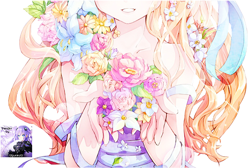 6810941 - >> - Anime Flowery (500x327), Png Download