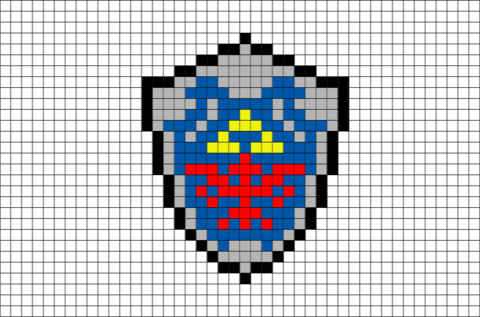 The 8bit Hylian Shield Is The Traditional Shield Bore - Hylian Shield 8 Bit (480x317), Png Download