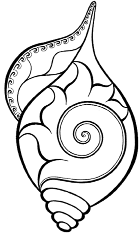 Shell Large - Ocean Animal Clipart Black And White (279x480), Png Download