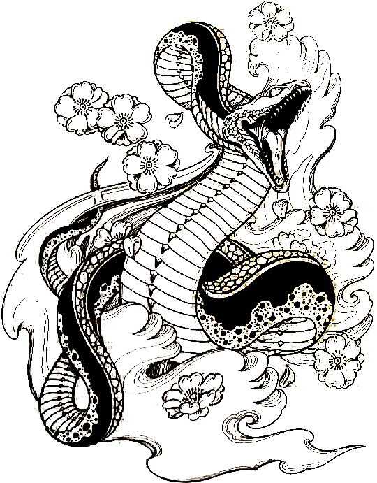 Japanese Traditional Tattoo Snake (600x800), Png Download