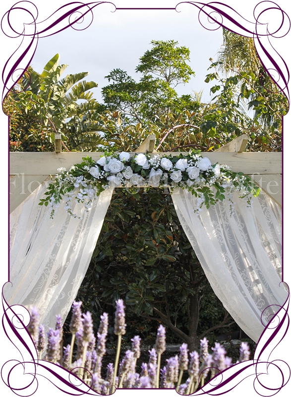 White Rose, Peony & Baby's Breath Arbor / Arch / Table - English Lavender (608x822), Png Download