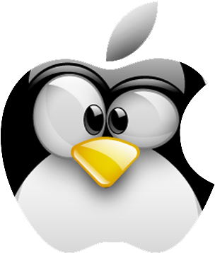 Apple Tux Penguin Art, Linux, Hockey, Clip Art - Apple Linux (327x370), Png Download