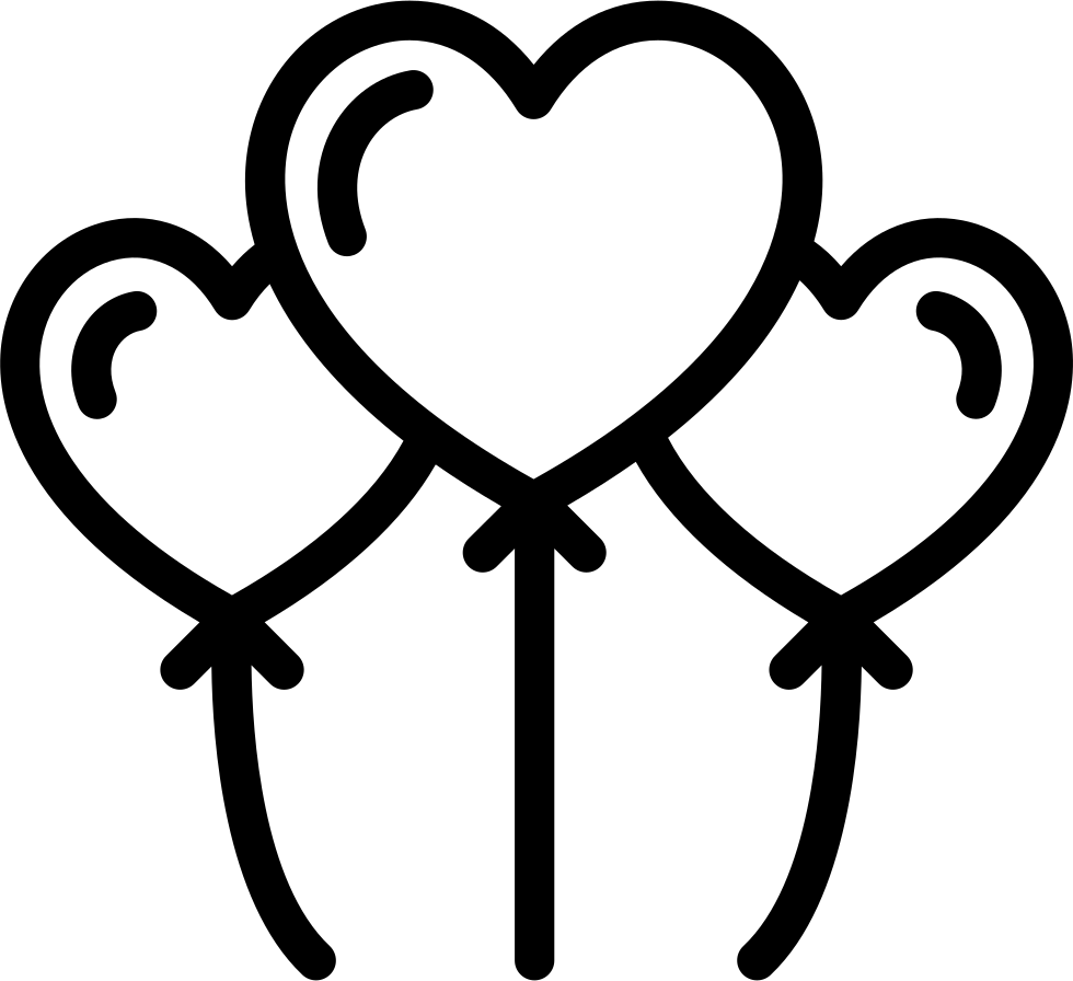 Heart Shaped Balloons - وکتور بادکنک سیاه سفید (980x896), Png Download