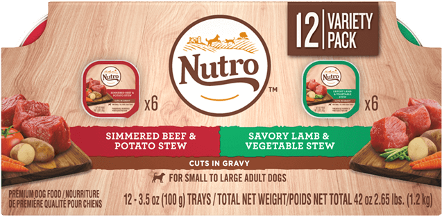 Adult Wet Dog Food 12-count Variety Pack Simmered Beef - Nutro Petite Eats Multipack Savory Lamb & Garden (640x640), Png Download