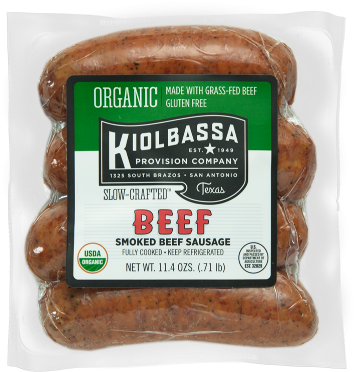 Kiolbassa Organic Smoked Beef - Kiolbassa Beef Sausage (800x800), Png Download