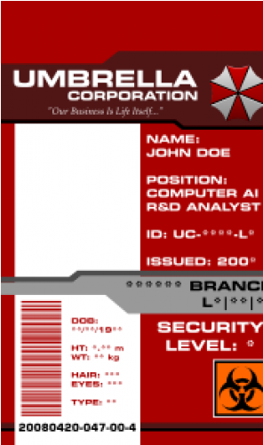 Umbrella Corporation Id Card Access Pass From The Identity - Umbrella Corporation Security Badge (500x500), Png Download