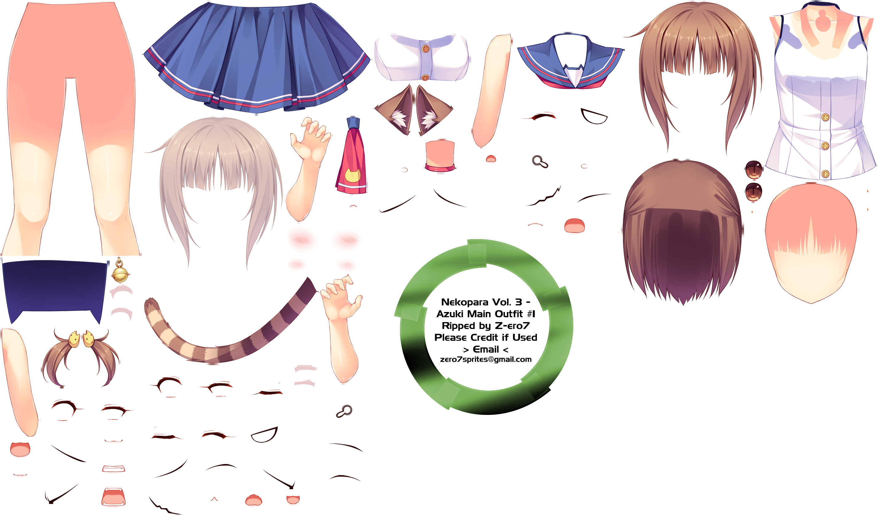 Click For Full Sized Image Azuki Main Outfit - Nekopara Sprites (2902x1676), Png Download