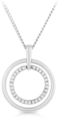 Diamond Double Circle Pendant Set In 9ct White Gold - Mecklenburg County Parks (400x400), Png Download