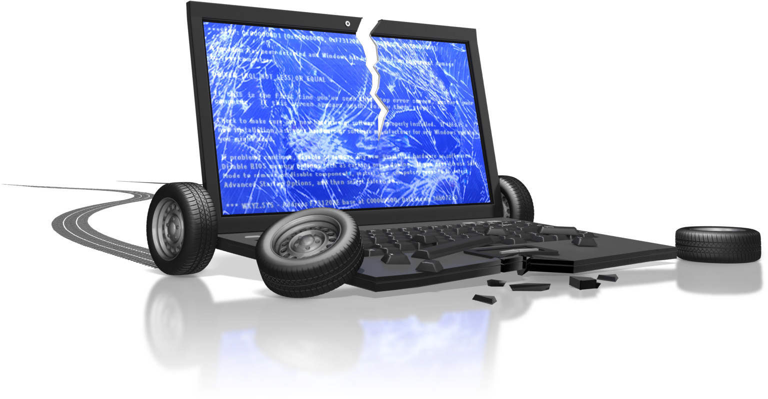 Broken Crashed Computer 1600 Clr - Led-backlit Lcd Display (1600x872), Png Download