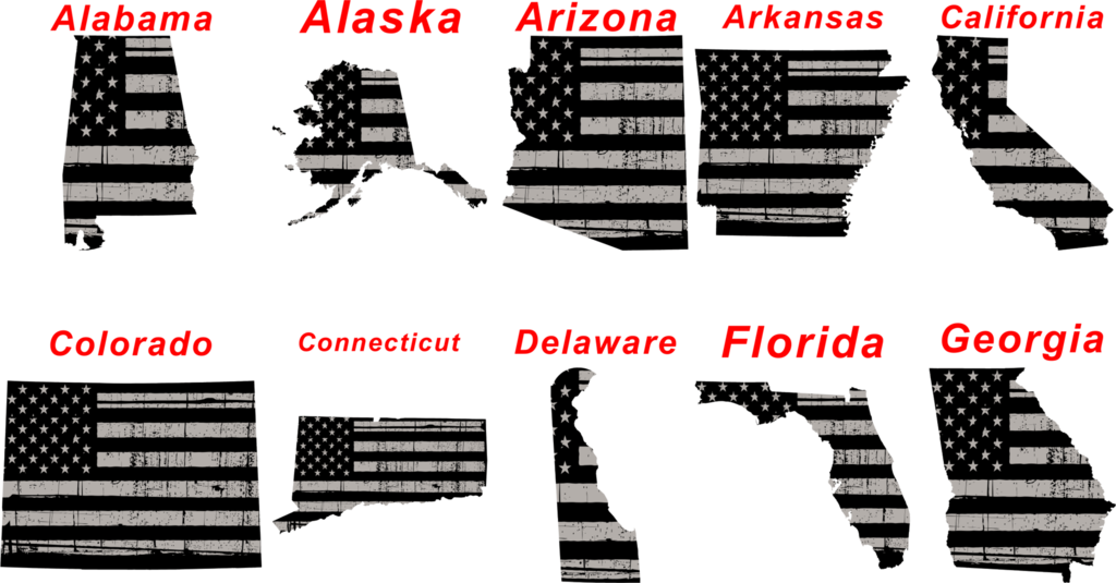 State Shape American Flag - Poster (1024x535), Png Download