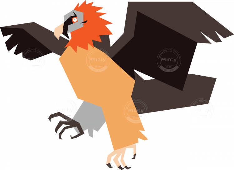 Vulture With Spread Wings - Illustration (750x544), Png Download