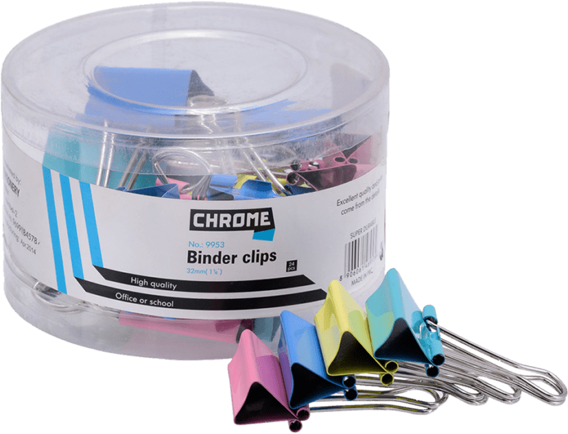 Chrome Binder Clip 32mm - Binder Clip (832x832), Png Download