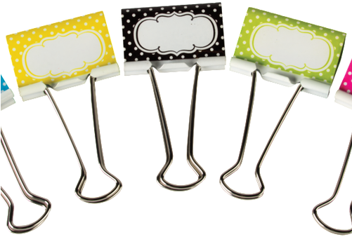 Polka Dots Large Binder Clips - Binder Clip (500x500), Png Download