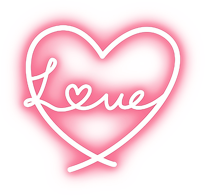 Love Neon Heart Ligthpainting Light Starlight Luminous - Neon Heart (684x652), Png Download