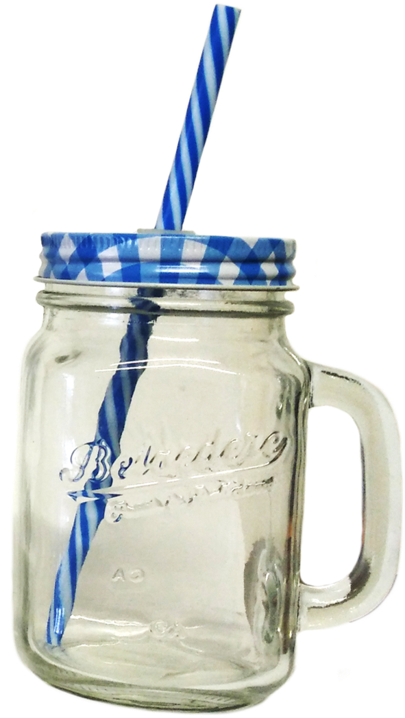 Tarro Mason Jar Tapa De Color Azul - Mason Con Tapa Png (618x1064), Png Download