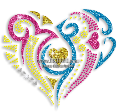 Magic Show Shimmery Heart Glitter Nailhead Neon Stud - Illustration (450x450), Png Download