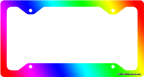 Rainbow License Plate Frame (500x500), Png Download