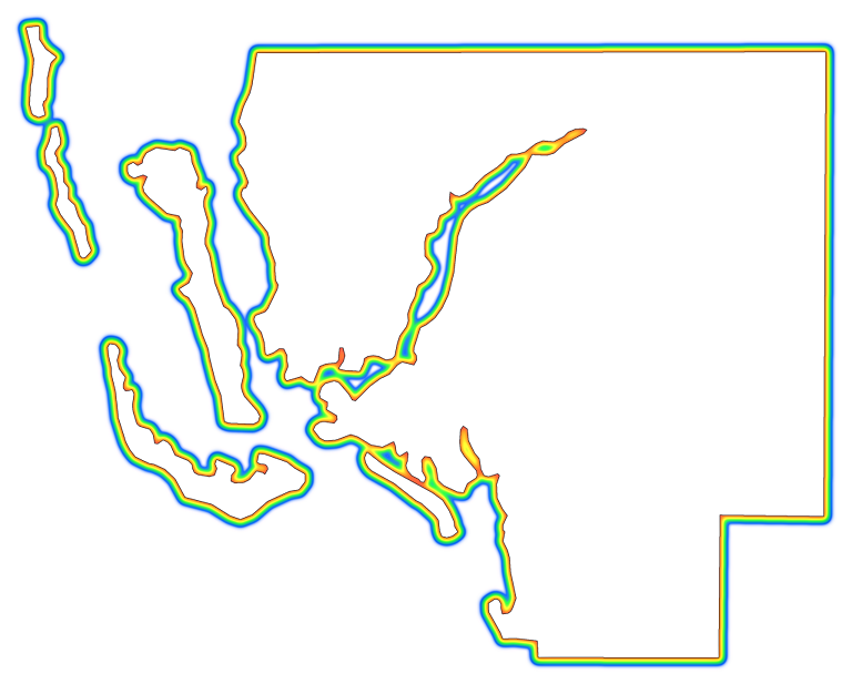 A Rainbow Outline Around A Map Of Lee - Lee County, Florida (768x617), Png Download