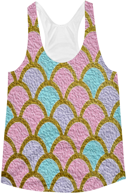 Mermaid Scales Shirt Women's Racerback Tank - Mermaid Scales Golden Pastel Backpack By Folknfunky (700x700), Png Download