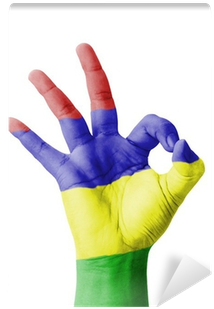Hand Making Ok Sign, Mauritius Flag Painted Wall Mural - Bye Bye, Connard [book] (400x400), Png Download