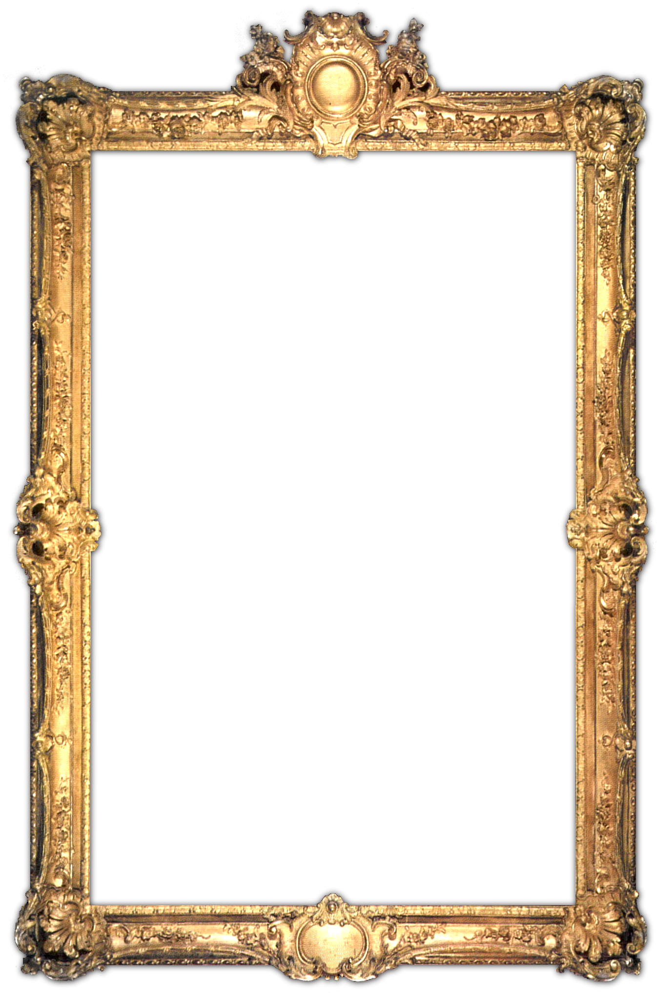 Silver Circle Matted - Gold Gilded Frame Png (1470x2061), Png Download