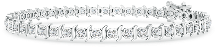 Lab Grown Diamond Tennis Bracelet With Swirl Block - Angara Diamond Tennis Bracelet In Yellow Gold (900x900), Png Download