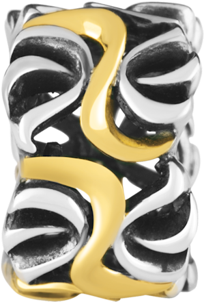10ct Yellow Gold & Sterling Silver Swirl Pattern Charm - Basic Pump (600x600), Png Download