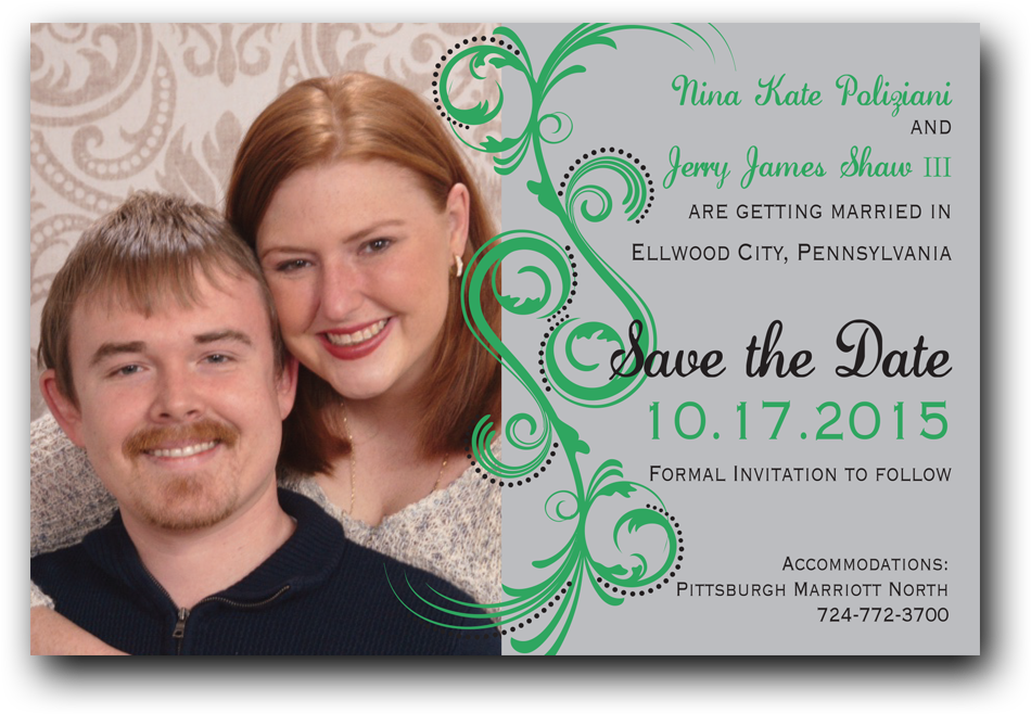 Silver & Green Swirl Save The Date - Flyer (1000x1000), Png Download