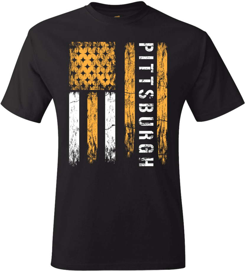Fan Apparel Pittsburgh Black & Gold Flag Pittsburgh - T-shirt (900x1007), Png Download