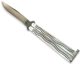 Stainless Handle Blk Blade Butterfly - Twin Needle (500x459), Png Download