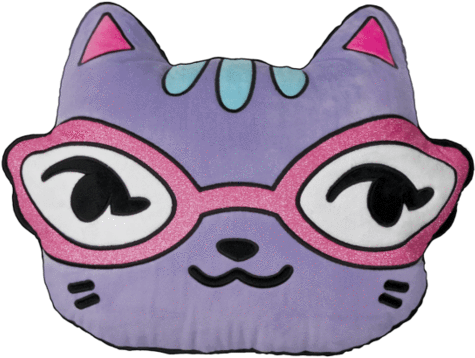 Iscream Emoji Cat With Glitter Glasses Scented Embroidered - The Laysee Pillow - The Pillow Designed With Your Glasses (480x480), Png Download